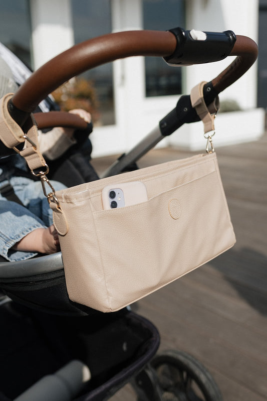 SAMPLE SALE - Sand Vegan Leather Stroller Caddy